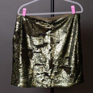 LOFT dark green sequin skirt (size 14)